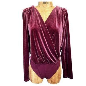 Express Deep Red Velvet Bodysuit Like New! M